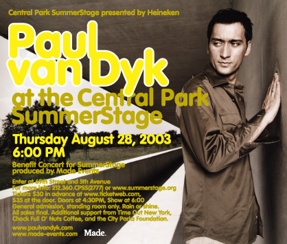 Paul Van Dyk at Central Park Summerstage flyer