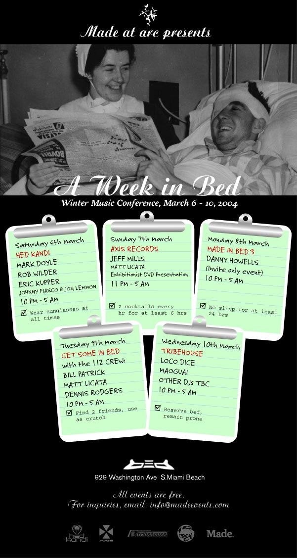 Made at arc presents A Week in Bed flyer