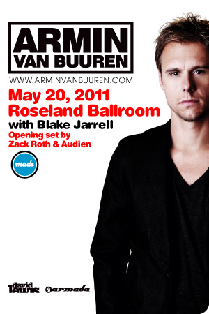 Flyer for 			Armin van Buuren, May 20 2011 at Roseland Ballroom NYC
