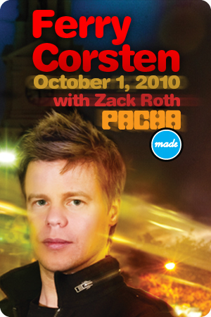Flyer 			for Ferry Corsten Official Once Upon a Night Club Tour, 10/01/10 at Pacha New York